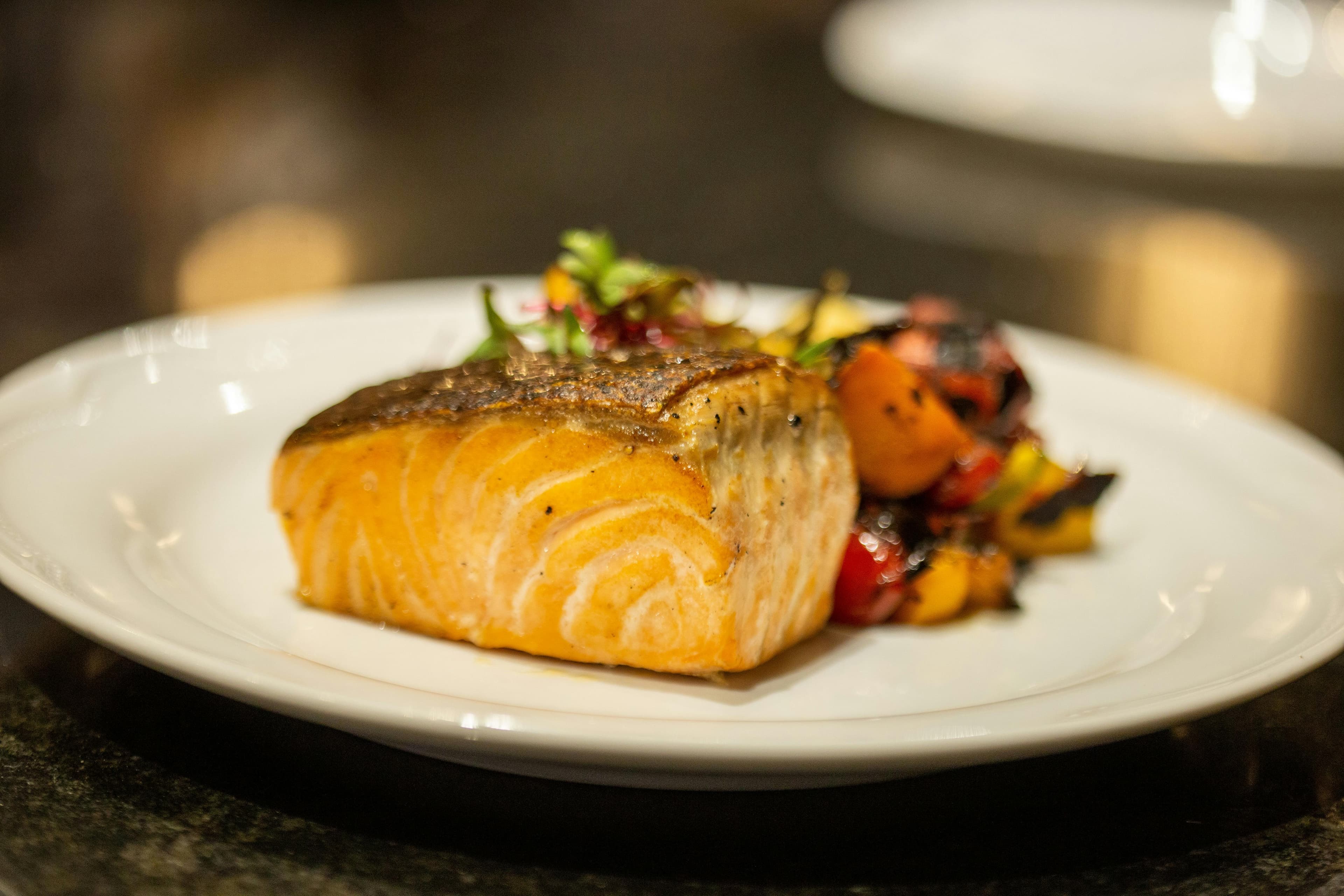 Lemon herb salmon sheet pan dinner with roasted vegetables