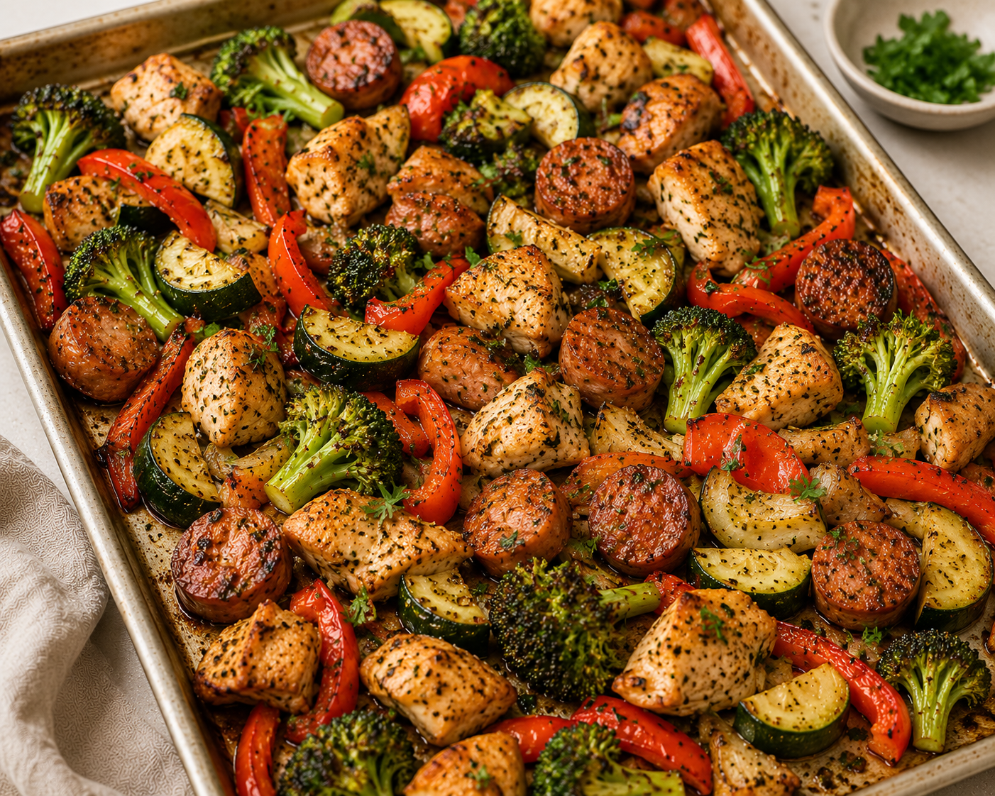 Sheet Pan Chicken Sausage + Veggies